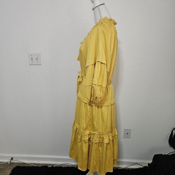Elie Tahari ruffled details balloon sleeve western boho style dress size small - Picture 2 of 15
